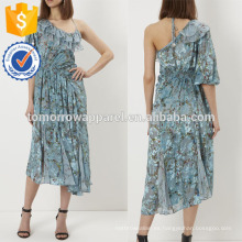 Nueva moda azul estampado floral con un solo hombro vestido fabricación venta al por mayor moda mujeres ropa (TA5199D)